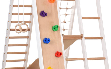 Functionele klim- en turntoestellen van hout – voor beweging en gezinsfitness binnenshuis
