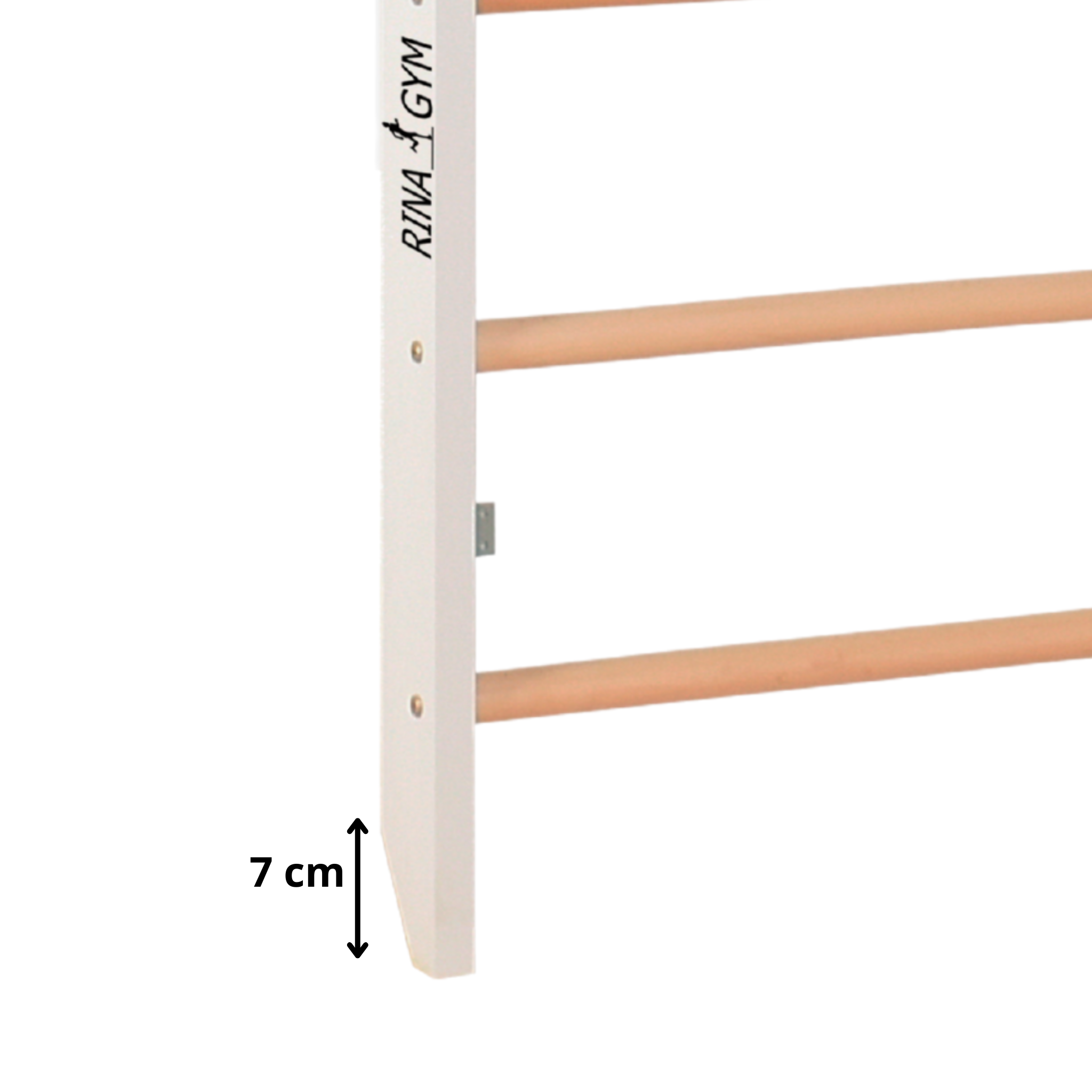 Weiße Sprossenwand mit Klimmzugstange – Produktansicht 2 – RINAGYM