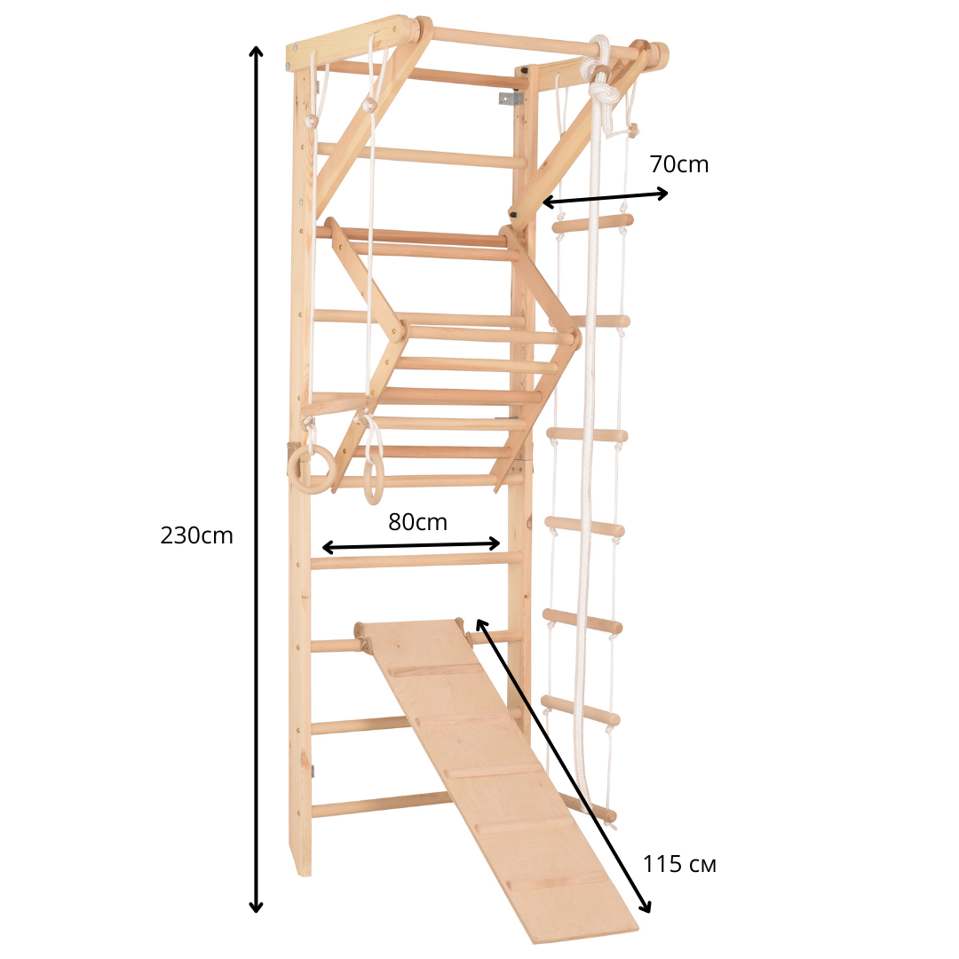 Sprossenwand Sport 3 aus Holz mit Rutschbrett – weitere Produktansicht 8 – RINAGYM