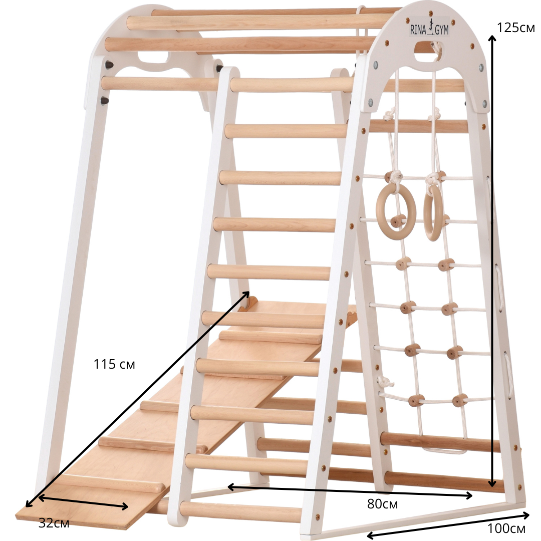 Indoor-Klettergerüst weiß 125 cm mit Netz – weitere Produktansicht 2 – RINAGYM