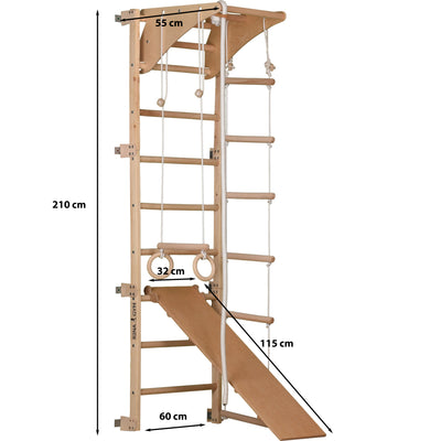 Sprossenwand Eco Pine mit Rutschbrett – weitere Produktansicht 2 – RINAGYM