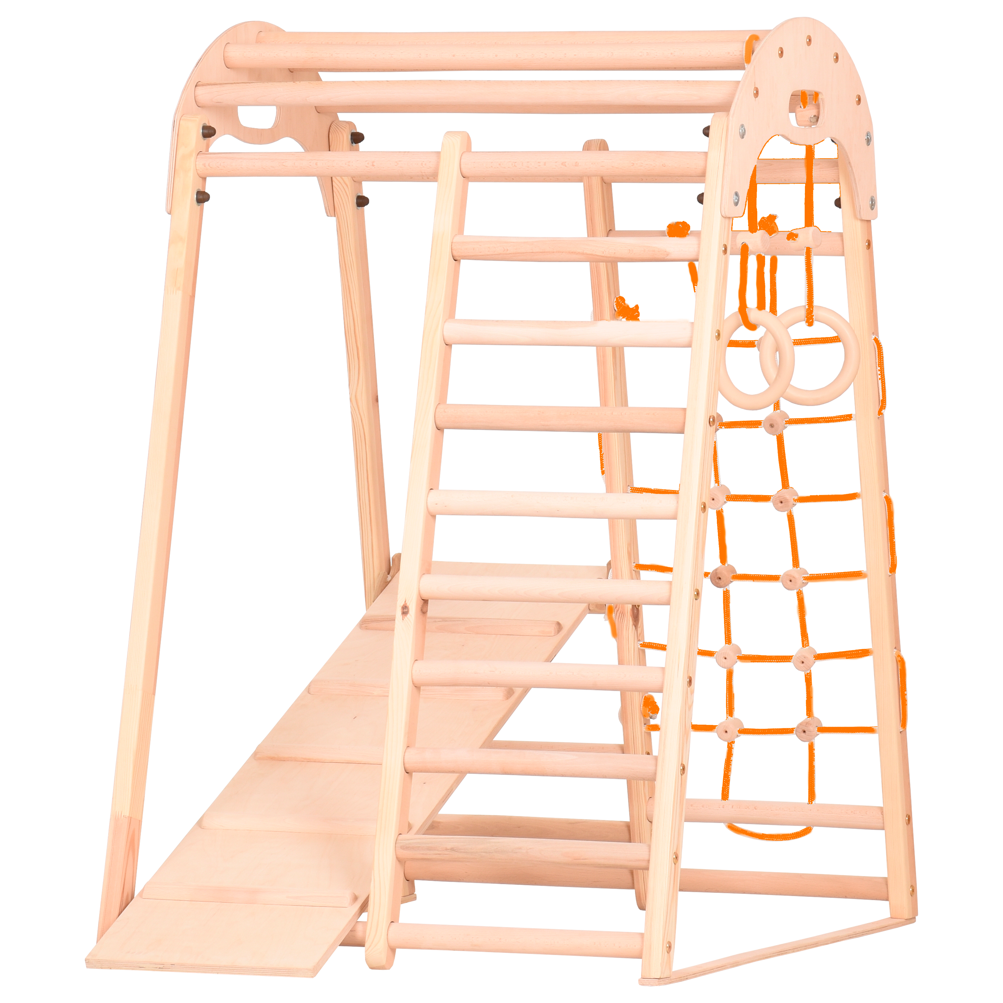 Indoor-Klettergerüst Natur 125 cm mit Netz – RINAGYM