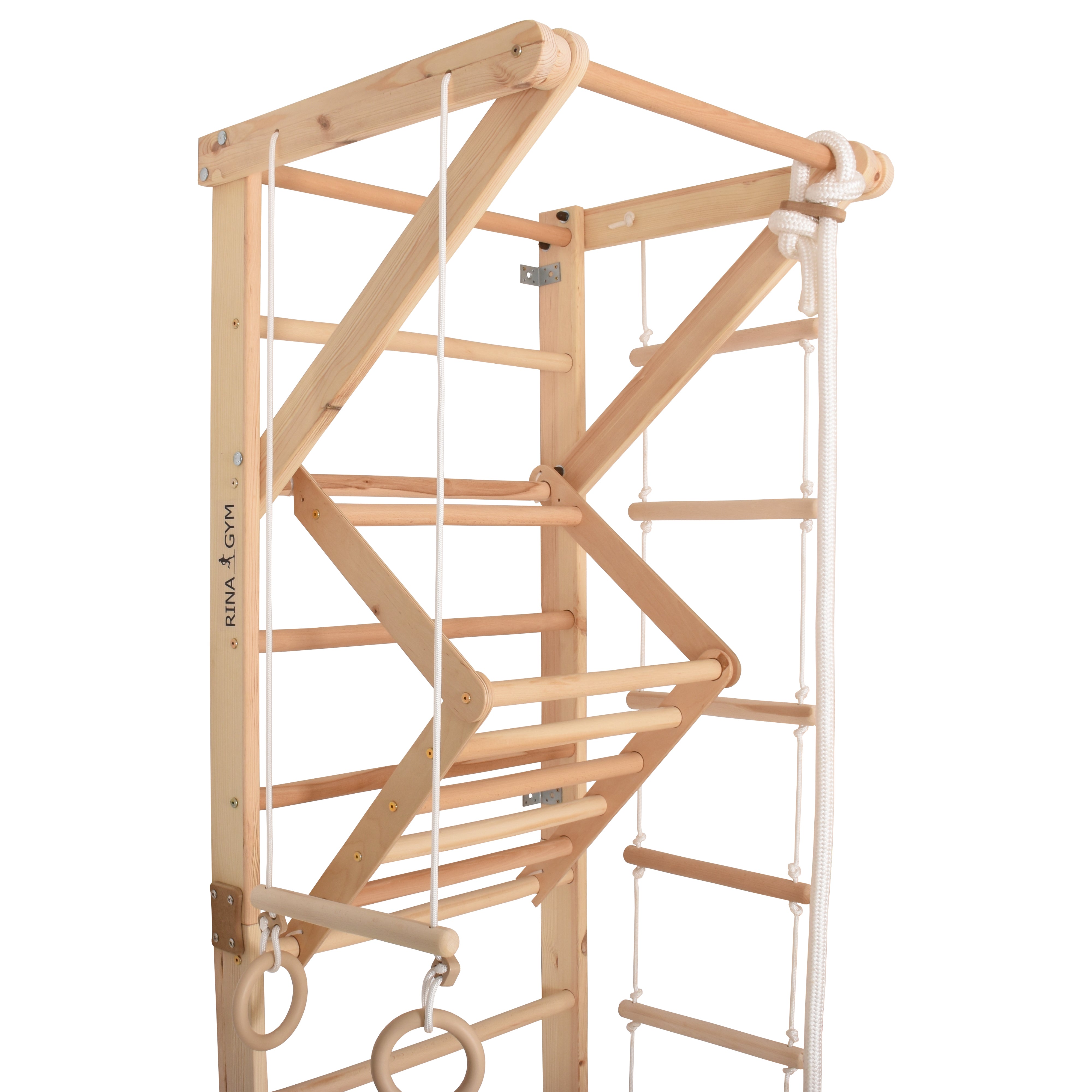 Sprossenwand Sport 3 aus Holz mit Rutschbrett – weitere Produktansicht 4 – RINAGYM