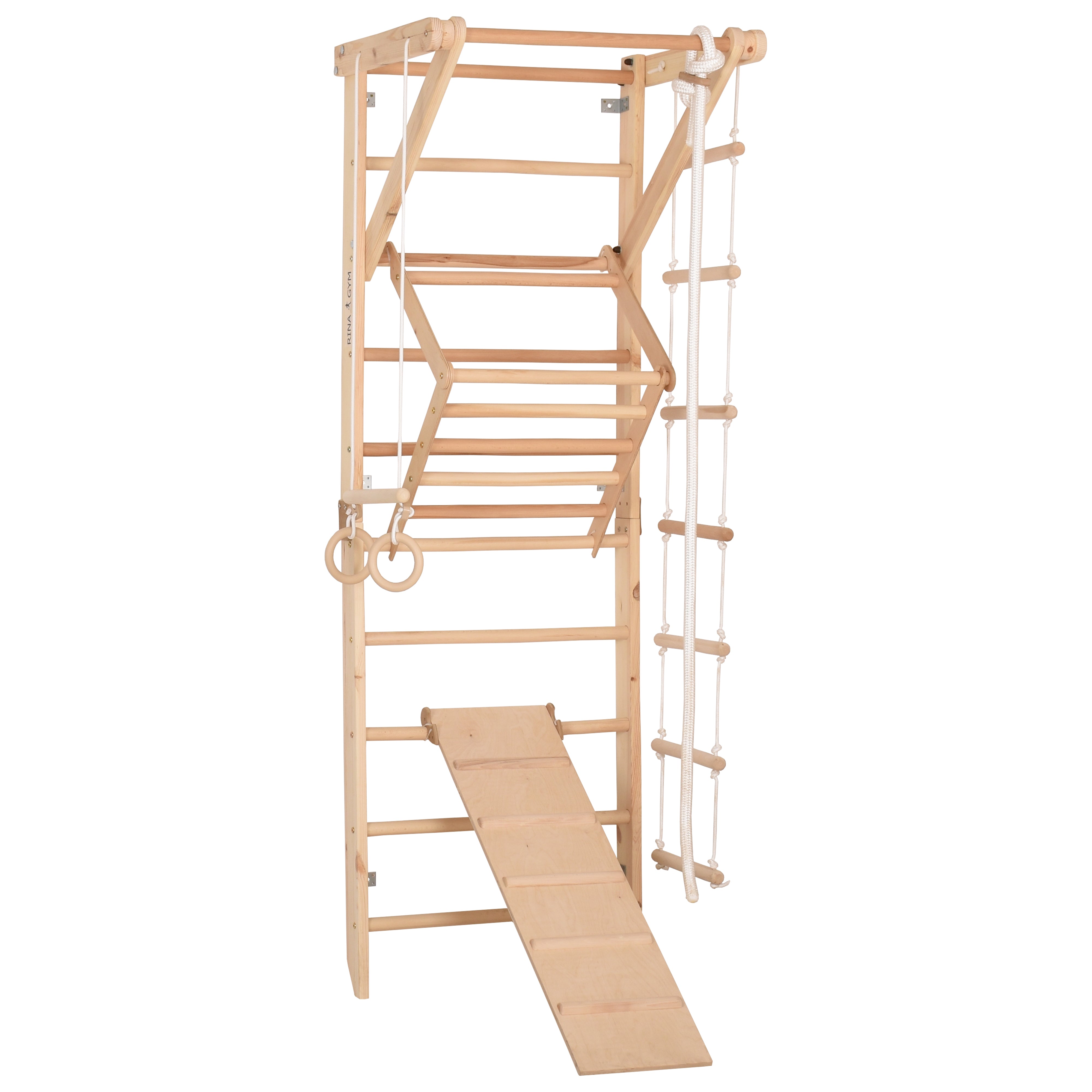 Sprossenwand Sport 3 aus Holz mit Rutschbrett – weitere Produktansicht 7 – RINAGYM