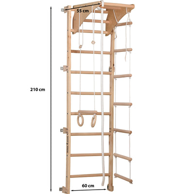 Sprossenwand Eco Pine mit Klimmzugstange – weitere Produktansicht 2 – RINAGYM