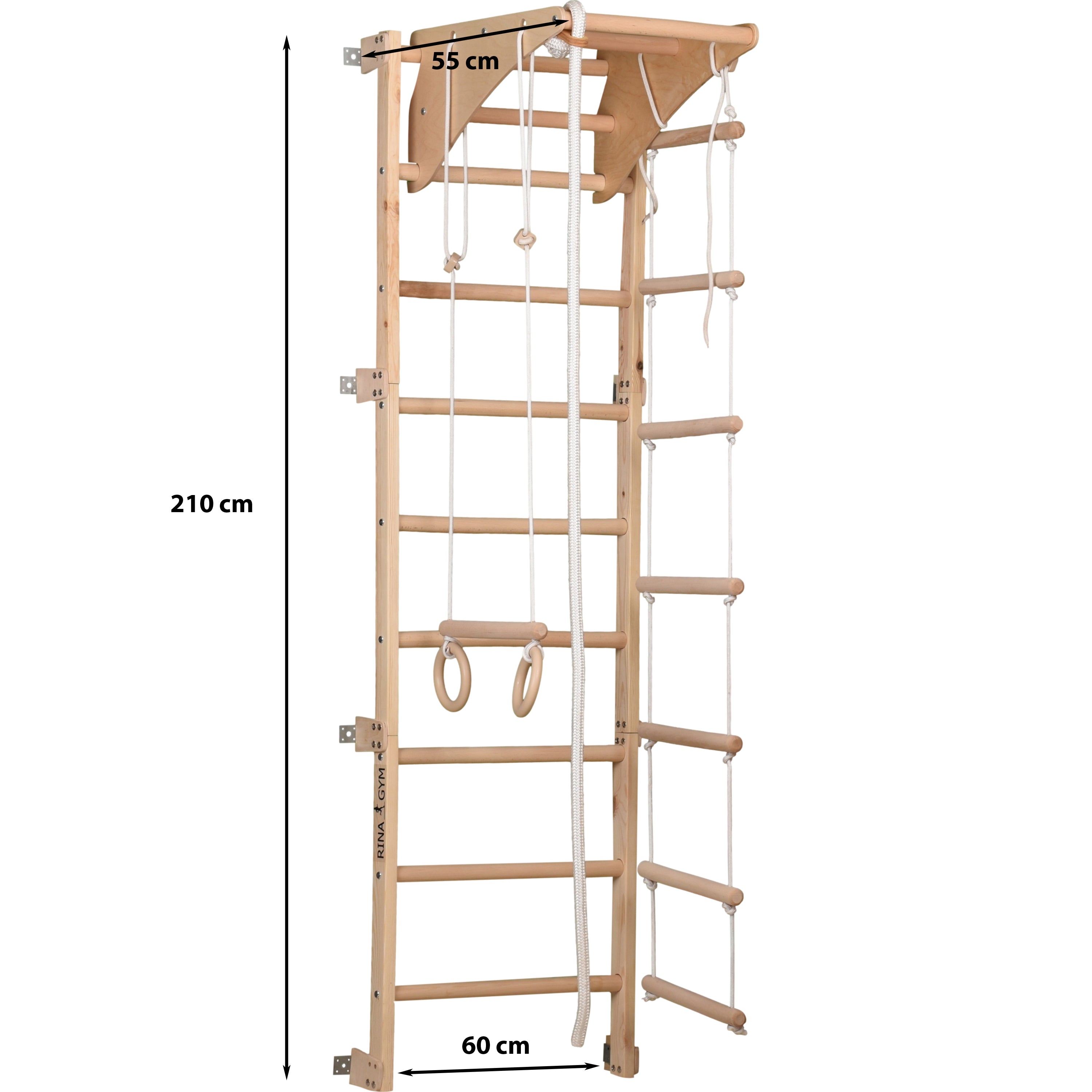 Sprossenwand Eco Pine mit Klimmzugstange – weitere Produktansicht 2 – RINAGYM