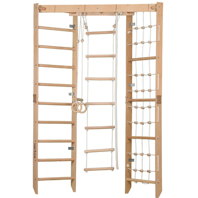Indoor klimrek met wandrek, klimnet & hangladder – sporttoestel voor thuis voor het hele gezin, passend in elke kamer - SPR Corner Lack