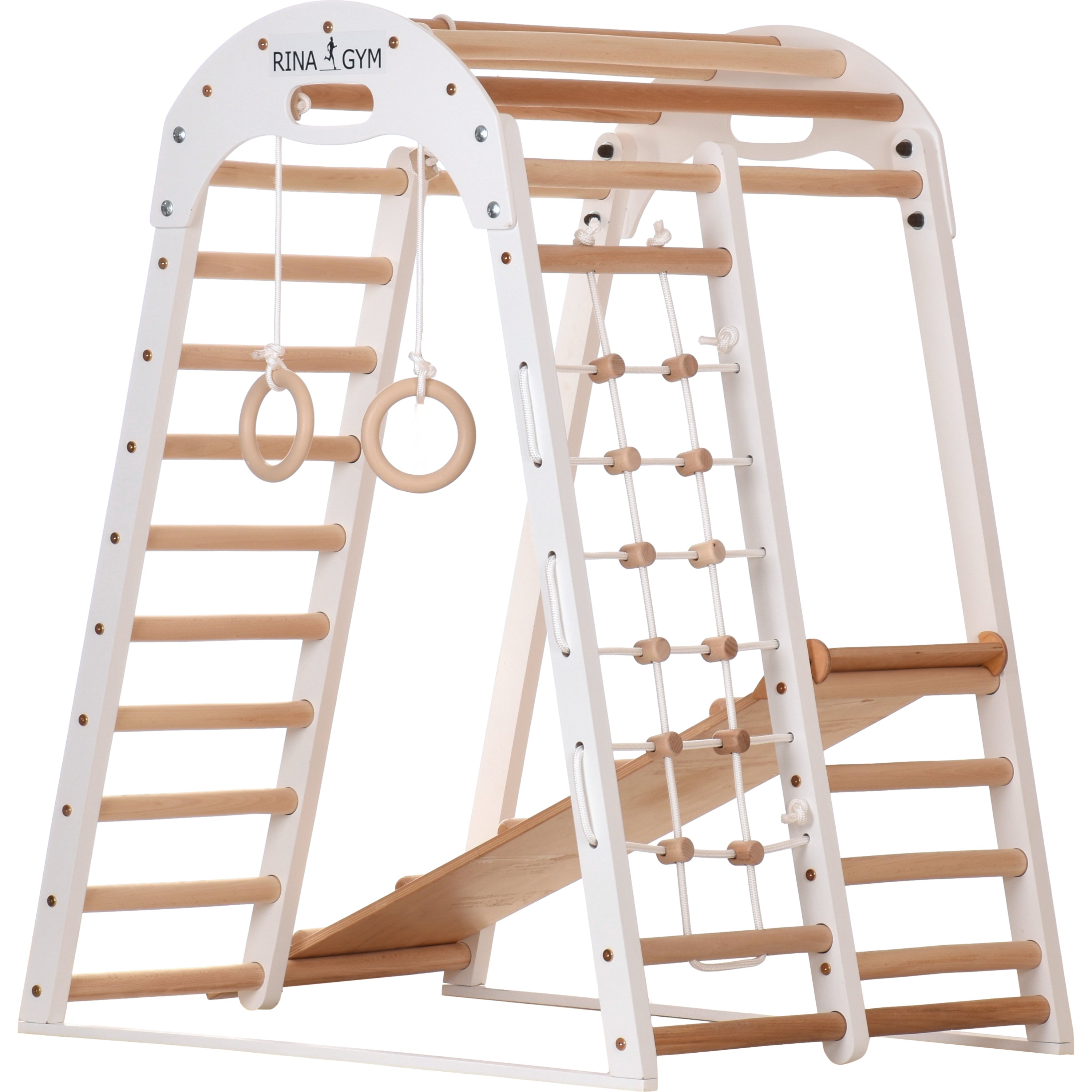 Indoor-Klettergerüst weiß 125 cm mit Netz – weitere Produktansicht 4 – RINAGYM