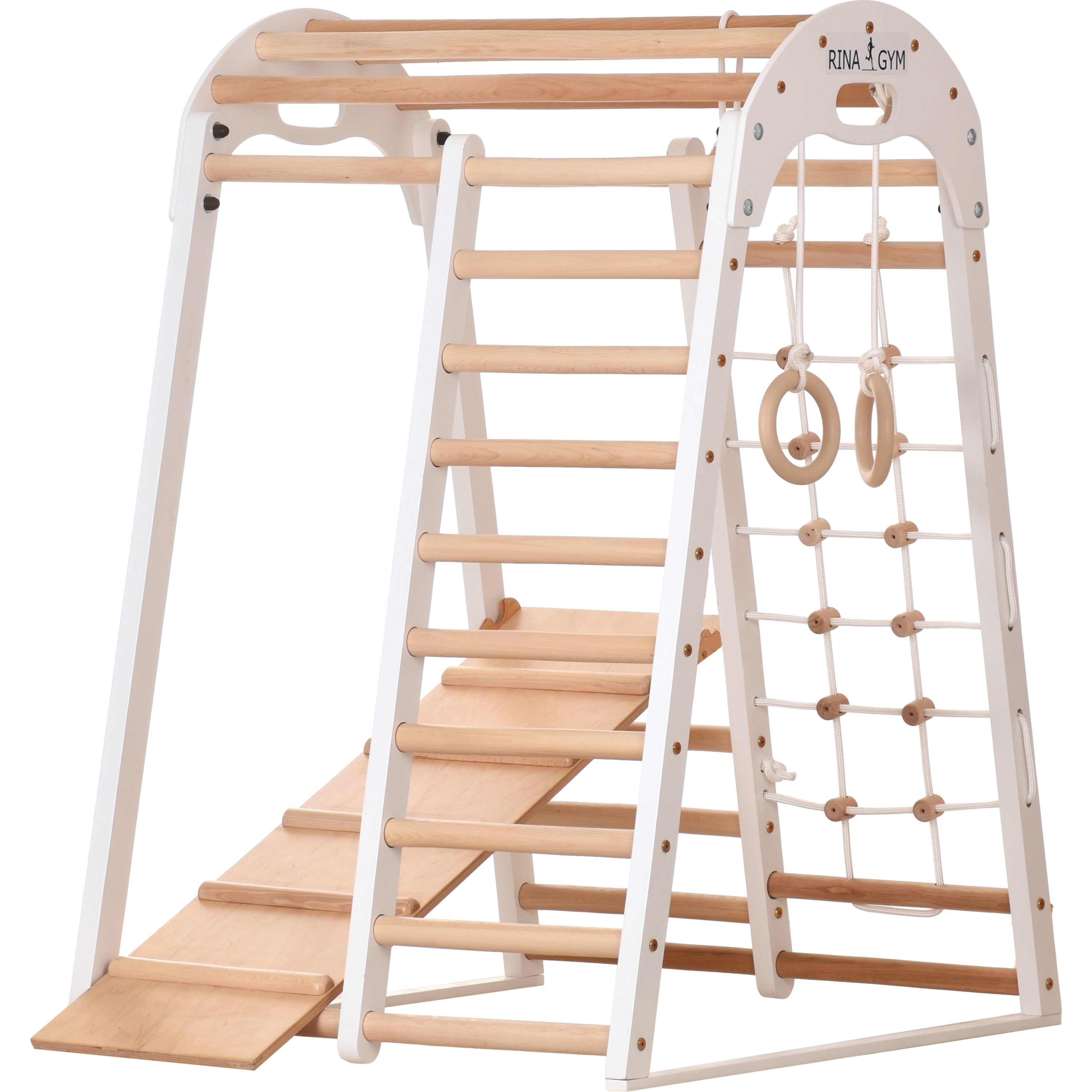 Indoor-Klettergerüst weiß 125 cm mit Netz – RINAGYM