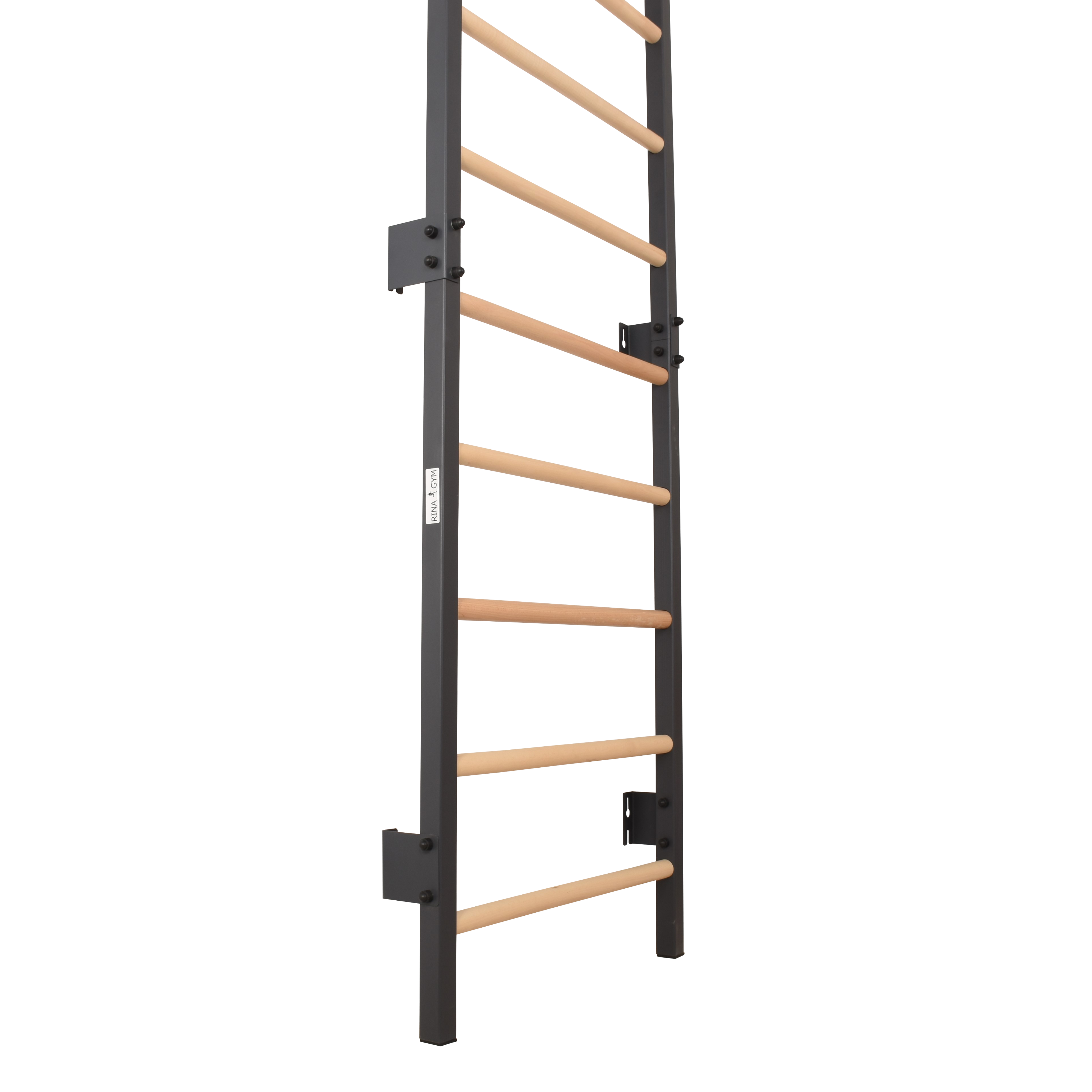 Sprossenwand aus Stahl und Buchenholz in Graphit – Produktansicht 7 – RINAGYM