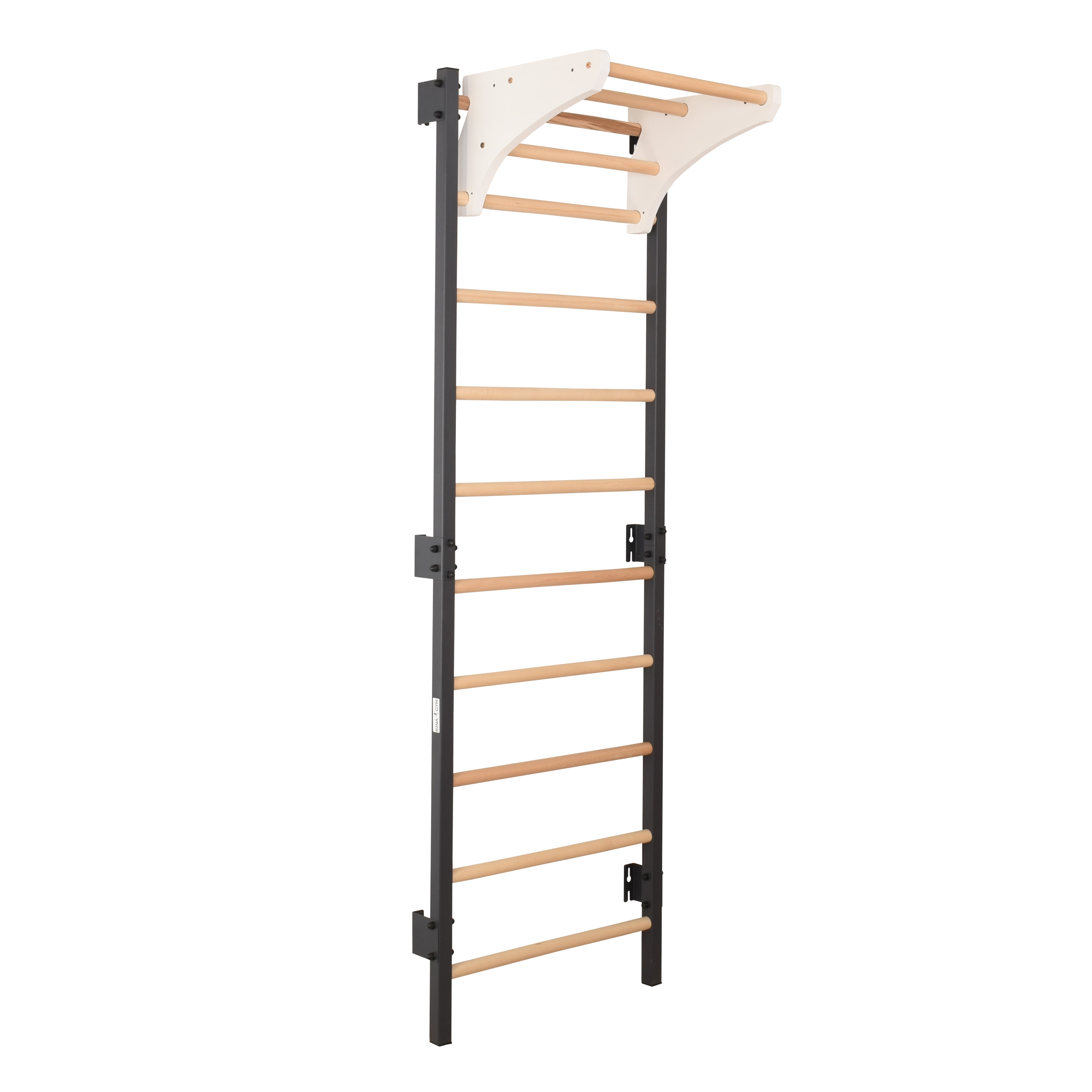 Sprossenwand STEEL KOM 2 Graphit mit Klimmzugstange & Ringen – weitere Produktansicht 5 – RINAGYM